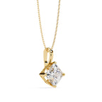 Square solitaire diamond pendant in gold
