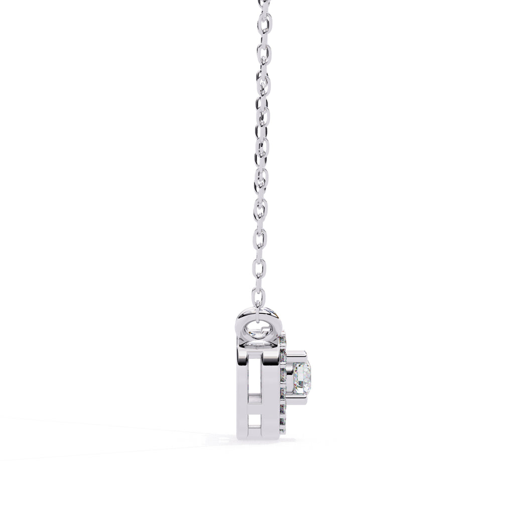 Heart halo diamond pendant in White Gold