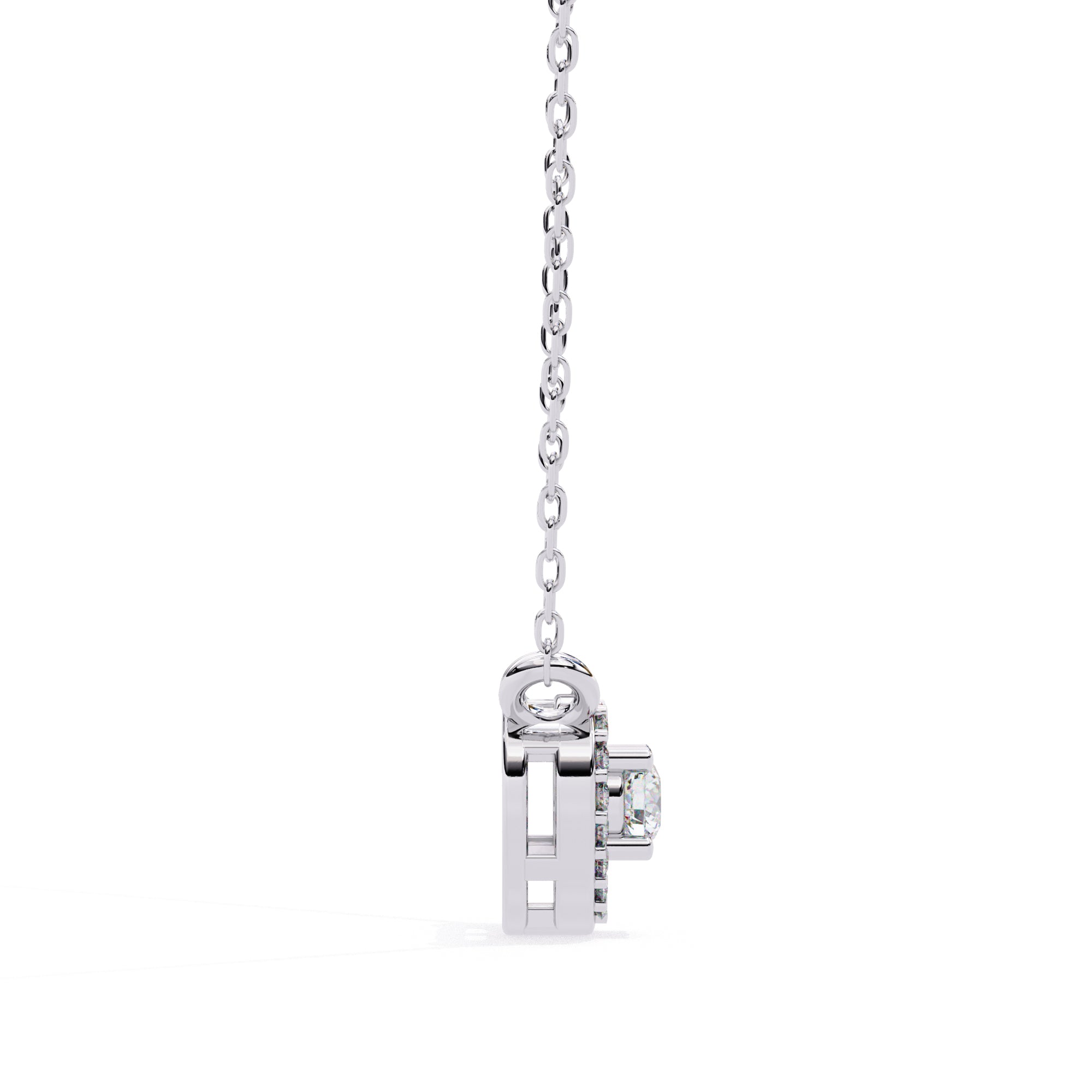 Heart halo diamond pendant in White Gold