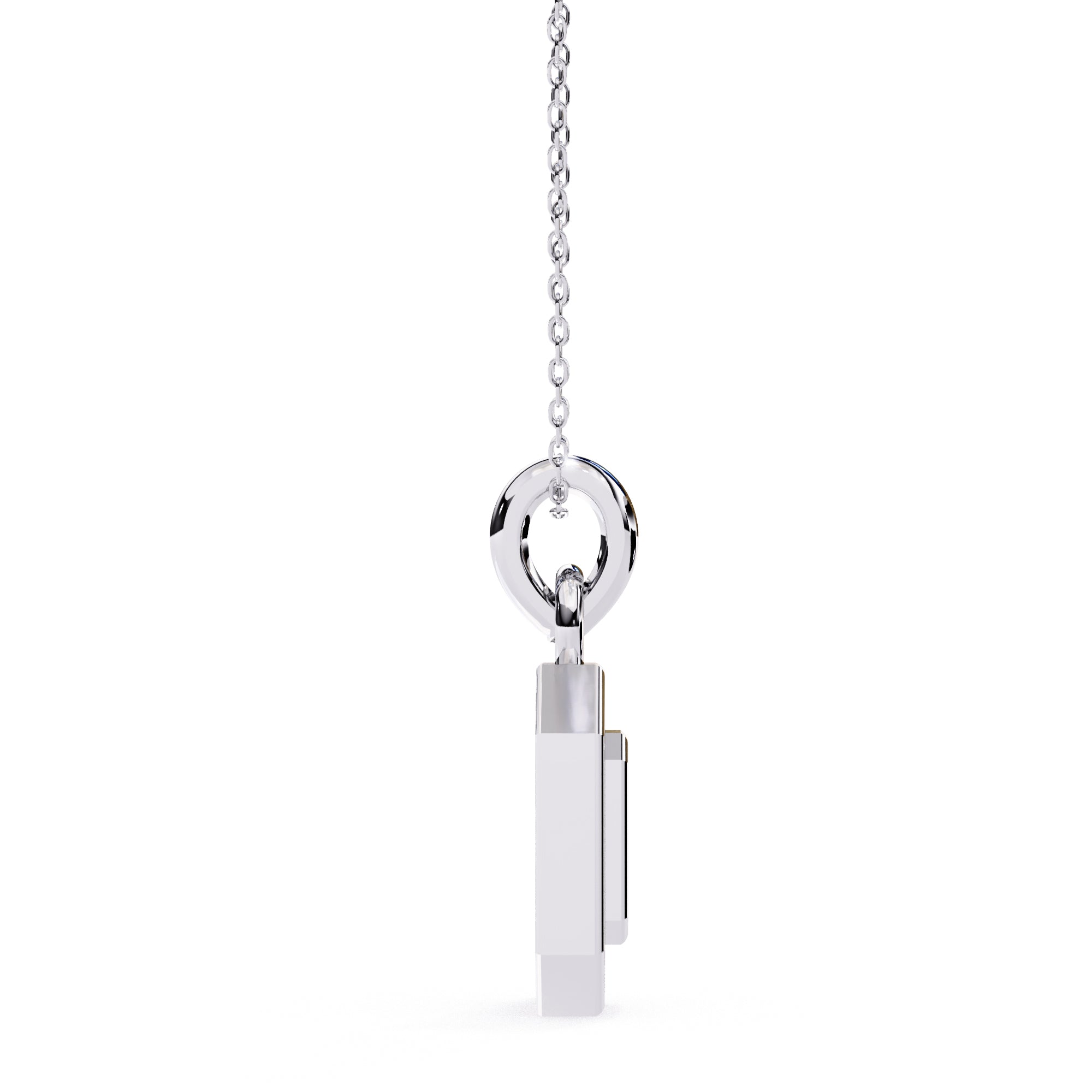 Emerald-cut diamond pendant in White Gold