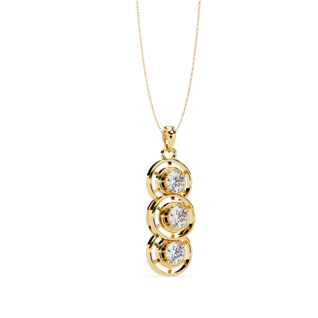 Triple circle pattern diamond pendant for gifting