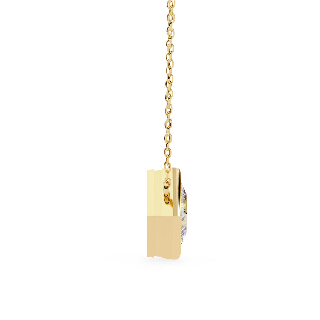 Minimal princess-cut diamond necklace with bezel frame