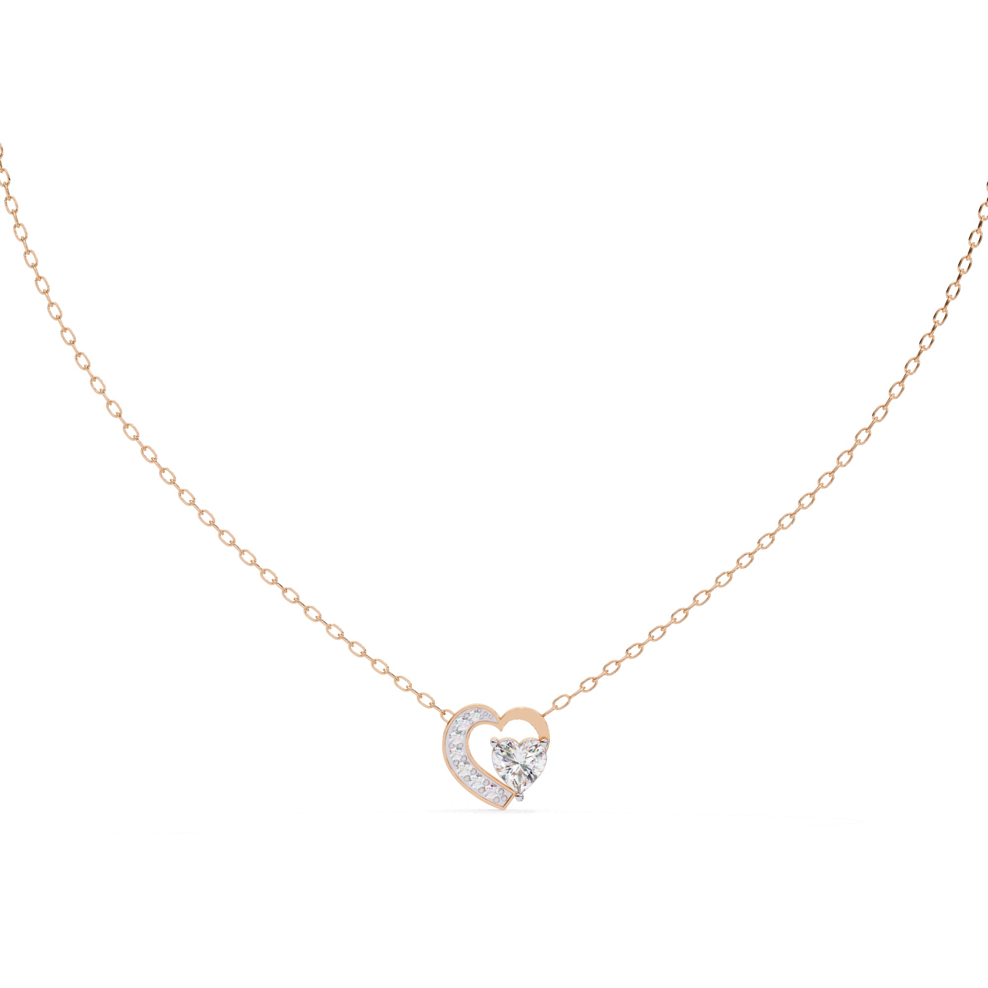 Two-heart diamond pendant in Rose Gold