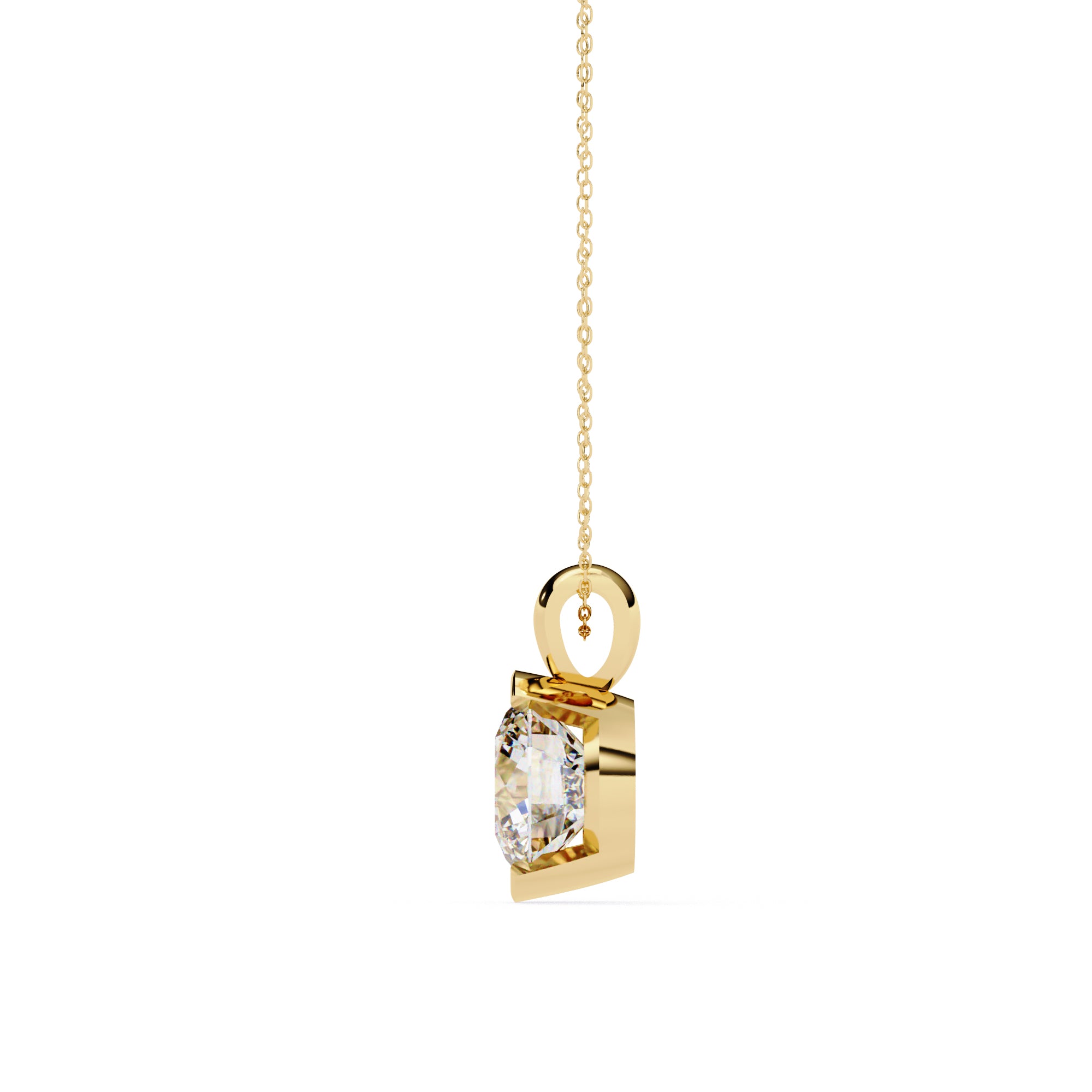 Stylish half-bezel round diamond pendant