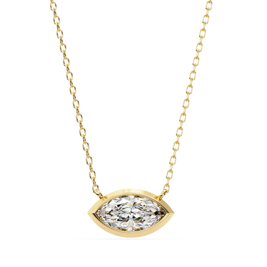 Gold marquise diamond pendant for women
