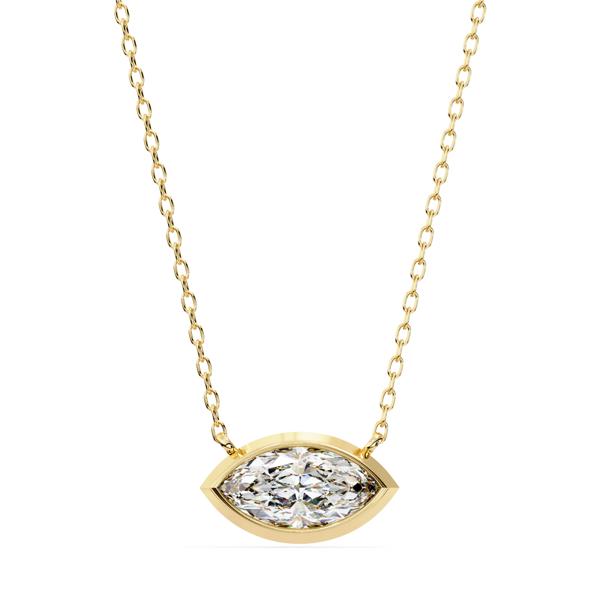 Gold marquise diamond pendant for women