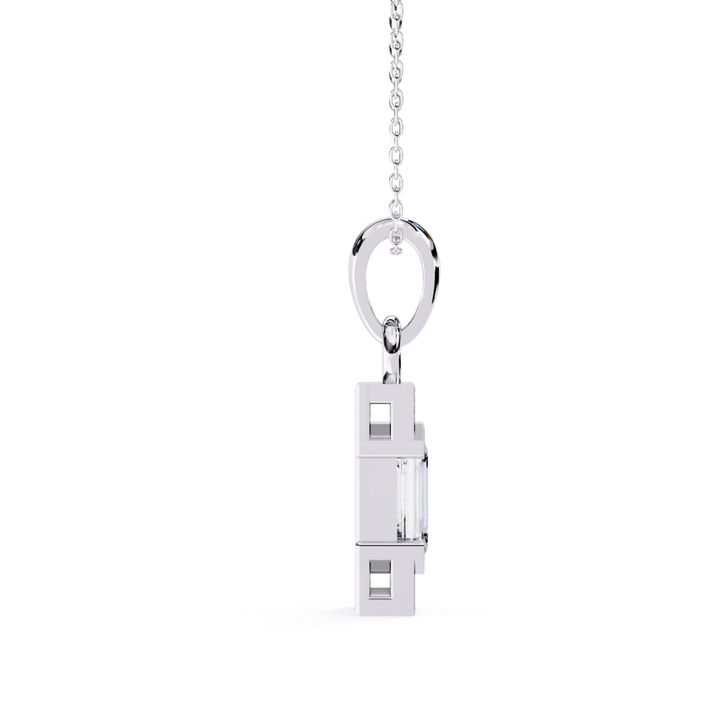 White Gold rectangular diamond pendant