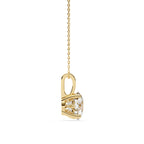 Round-cut diamond pendant with artistic prong detailing