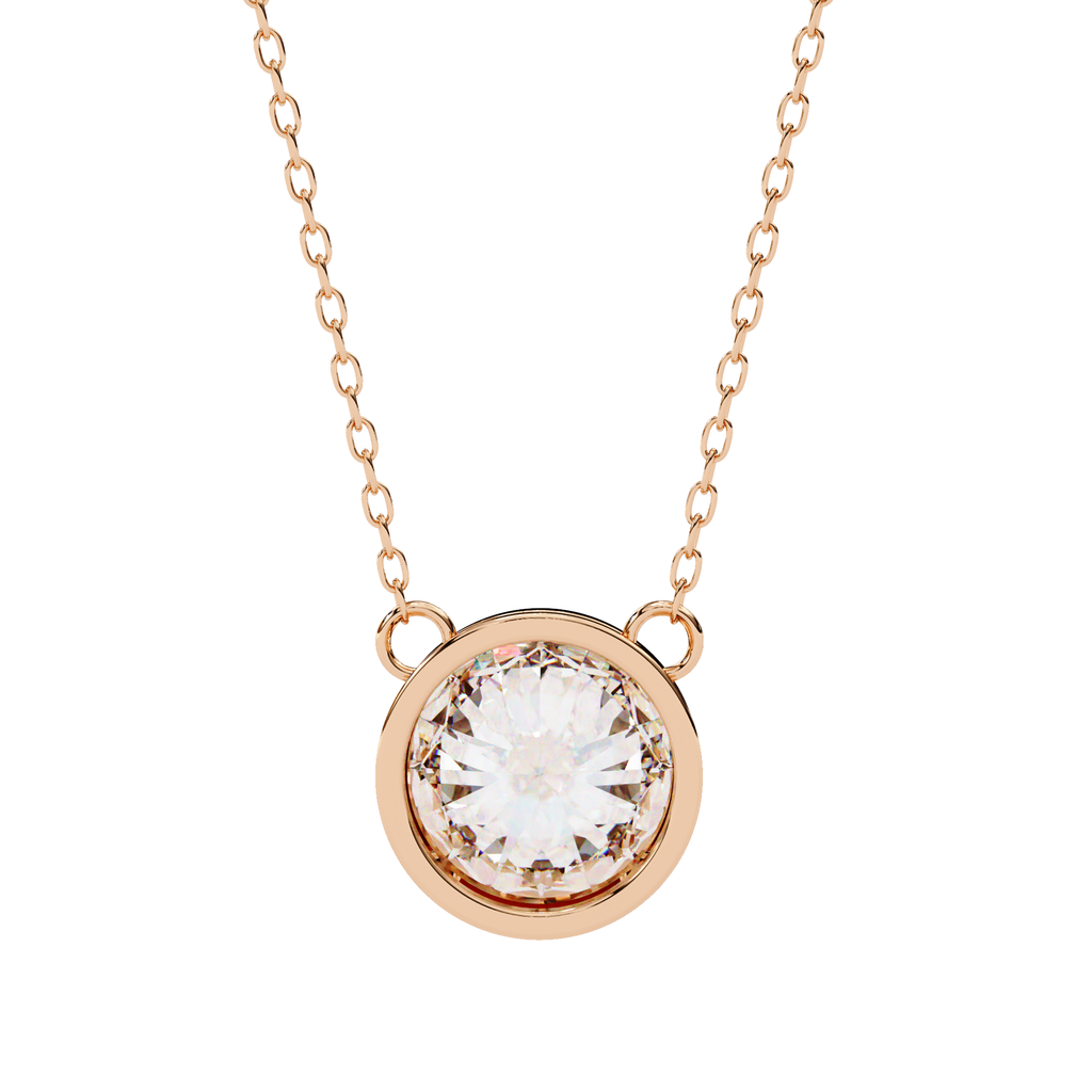 Classic round diamond pendant in Rose Gold