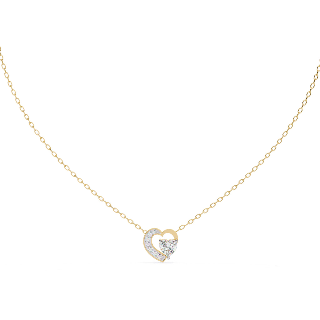Two-heart diamond pendant in gold