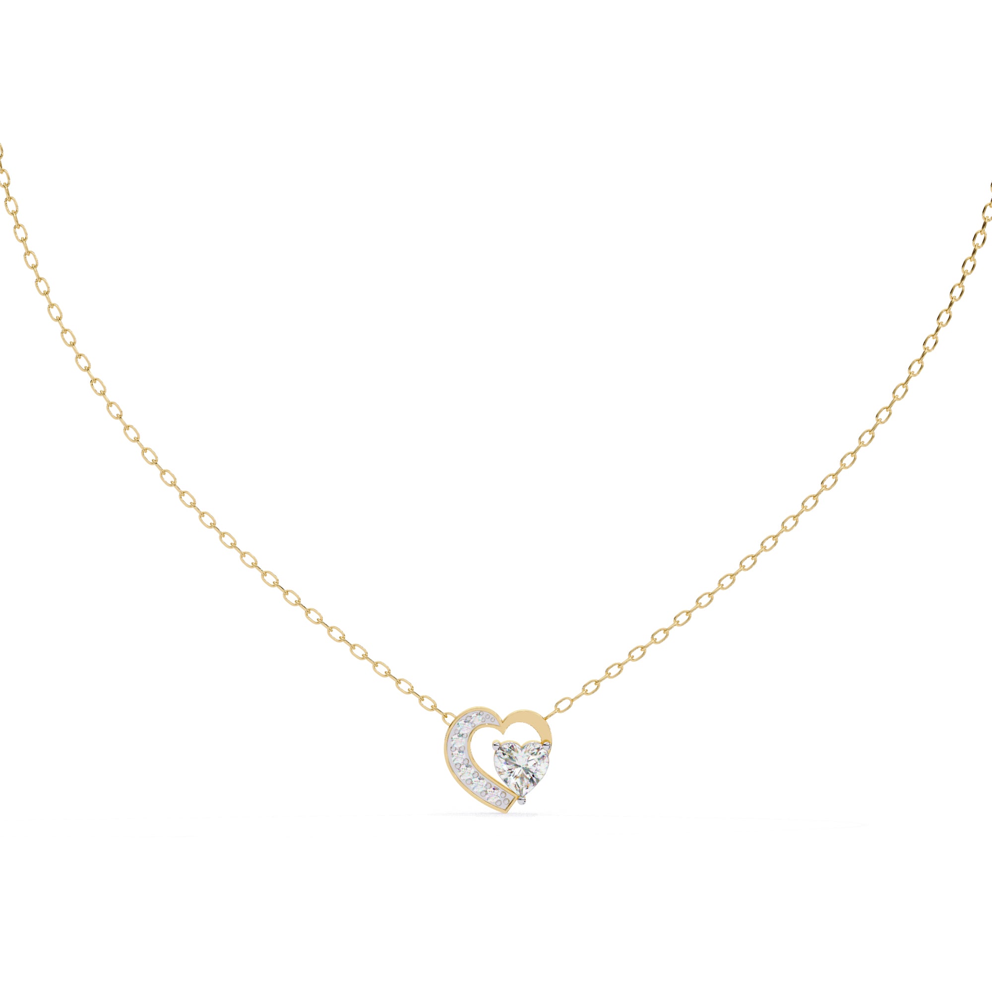 Two-heart diamond pendant in gold