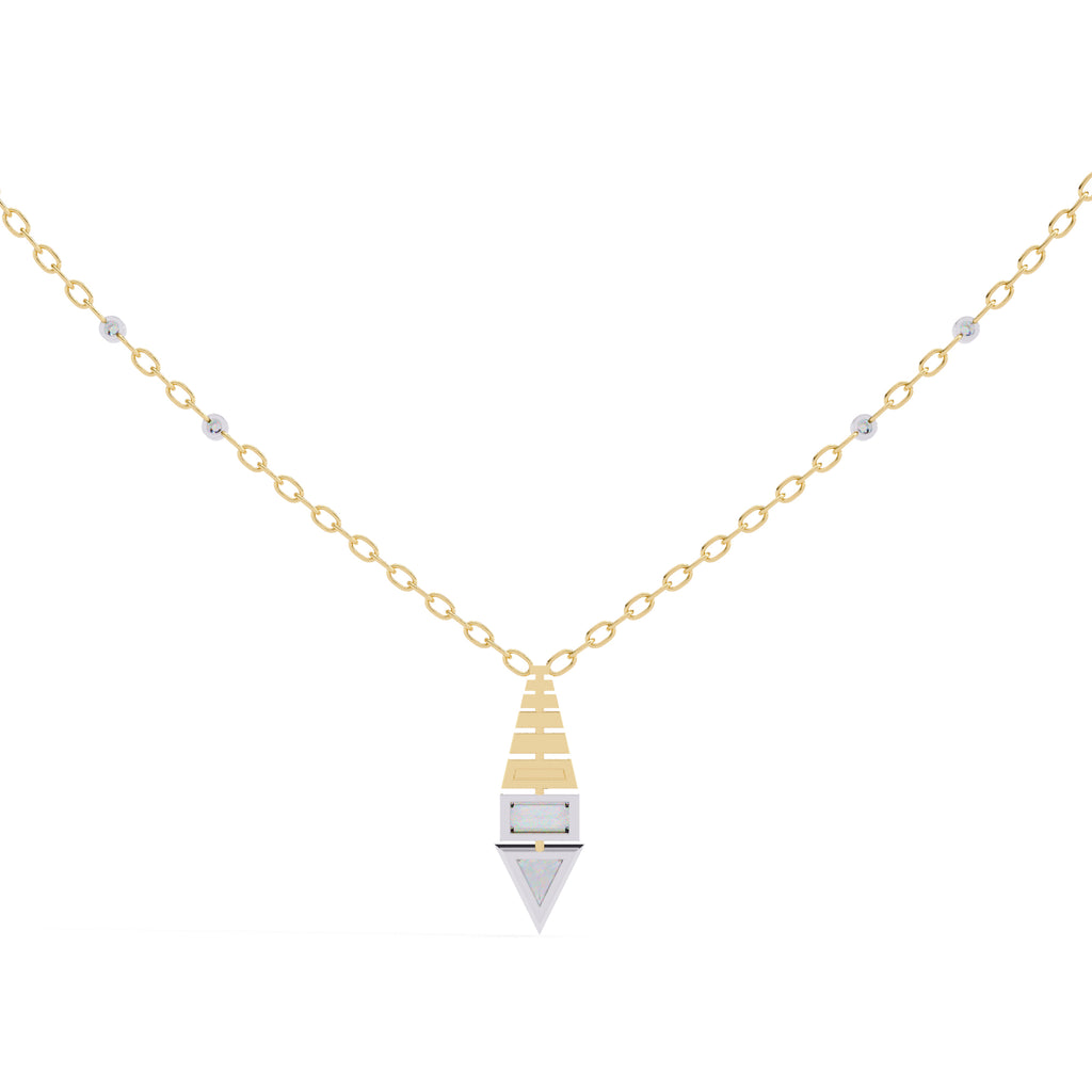 Gold chain with geometric triangle diamond pendant
