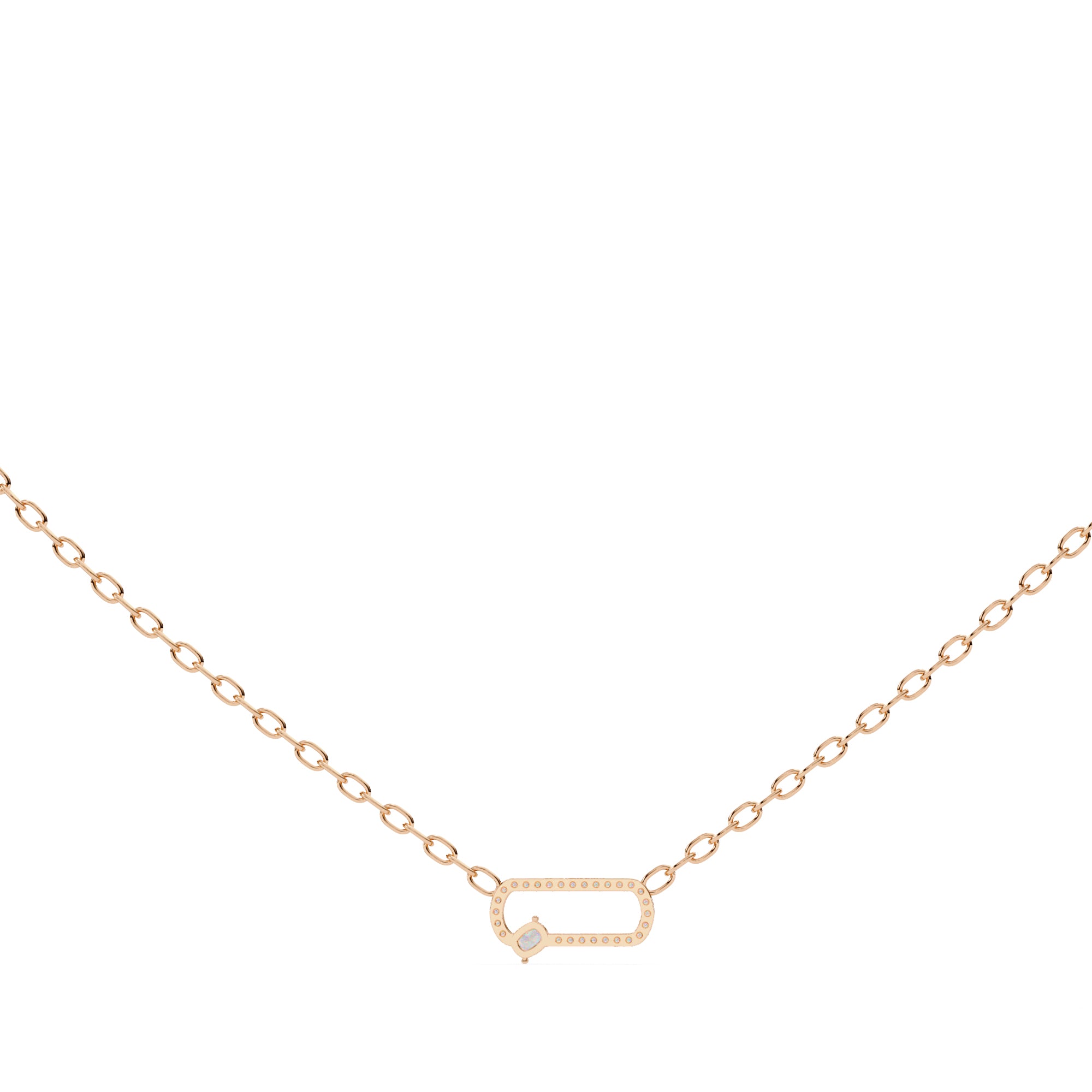 Rose Gold chain with geometric diamond pendant