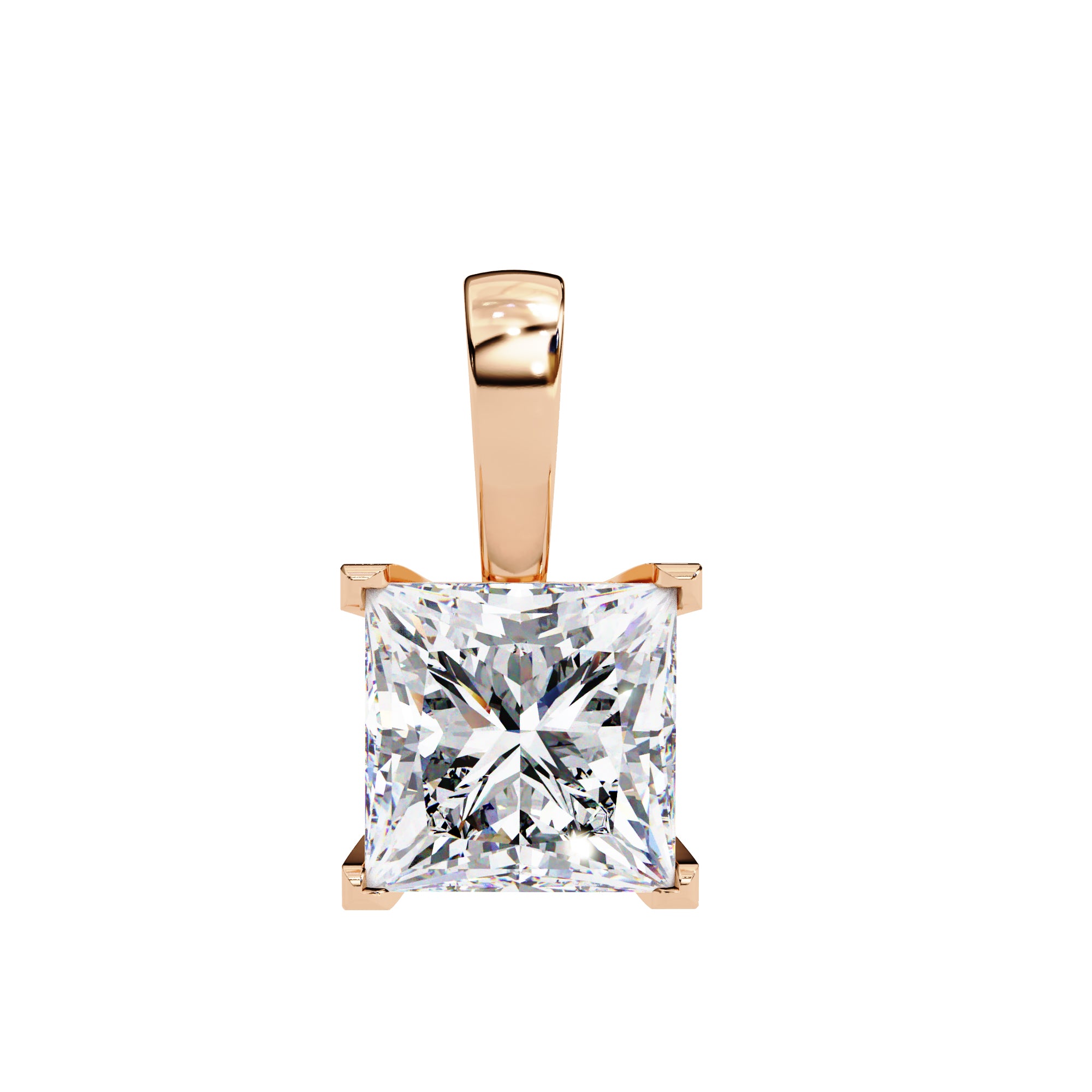 Rose Gold 4-Prong Setting Princess-Cut Diamond Pendant