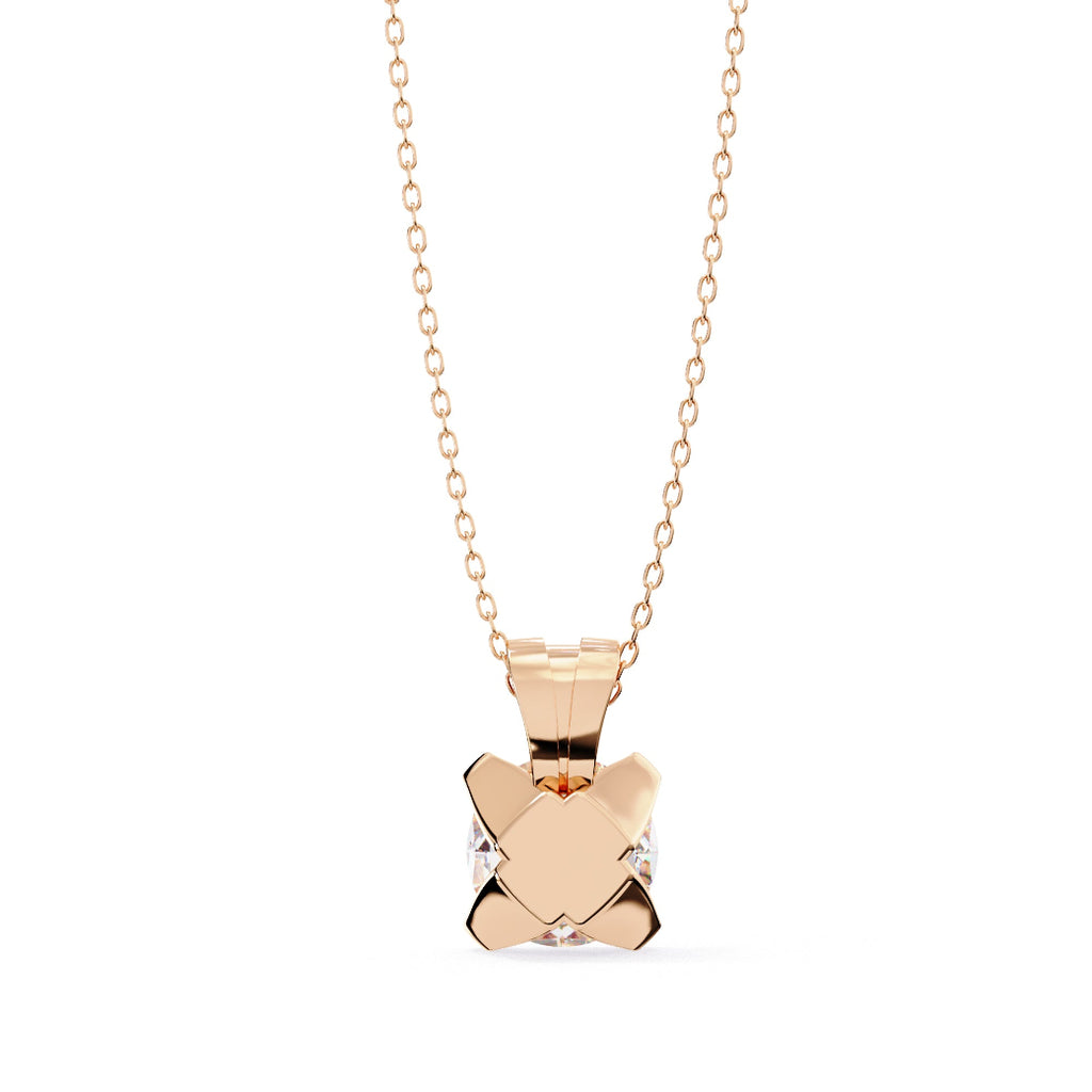 Rose Gold chain pendant with round solitaire diamond