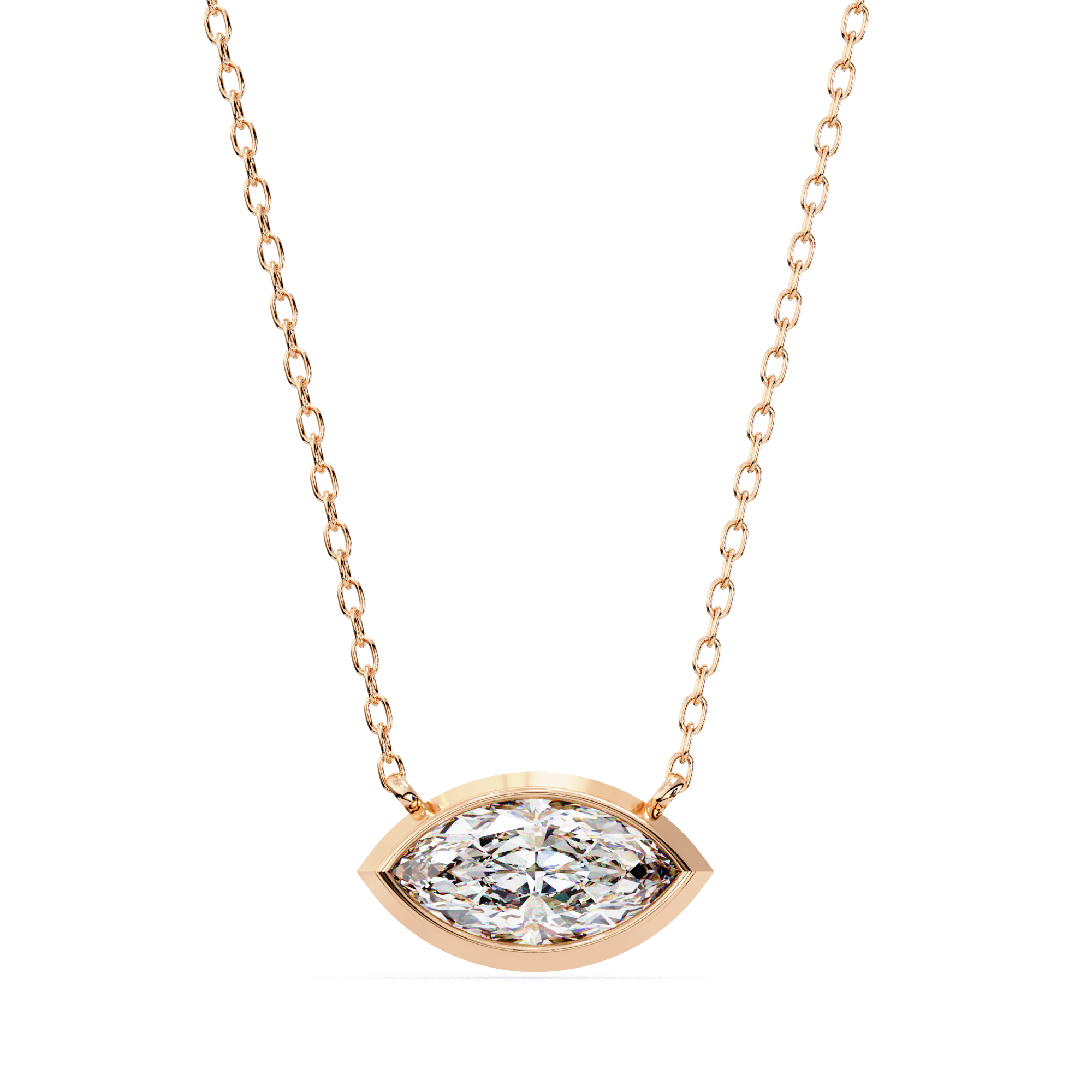 Rose Gold marquise diamond pendant for women