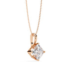 Square solitaire diamond pendant in rose gold