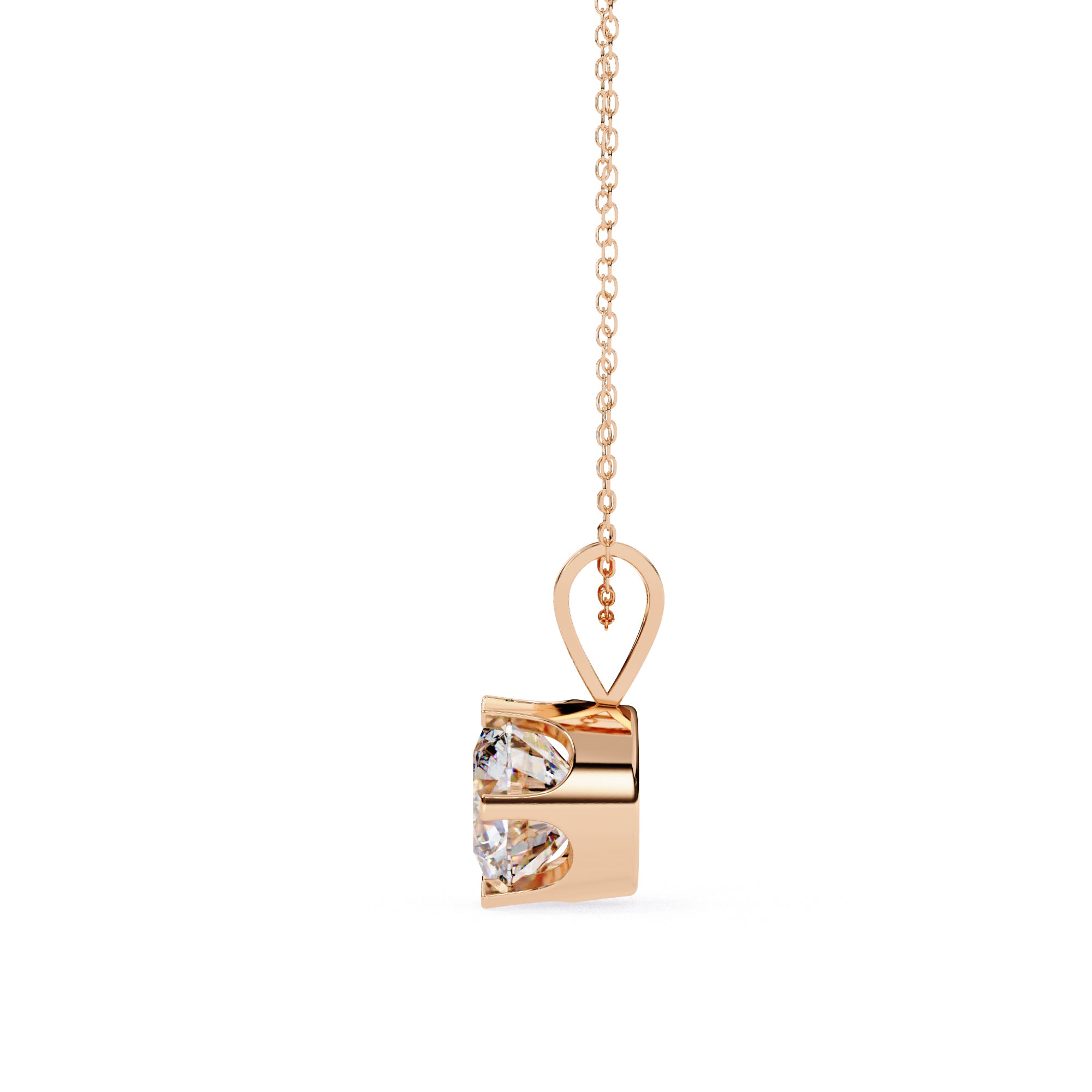 Round cut diamond pendant in Rose Gold