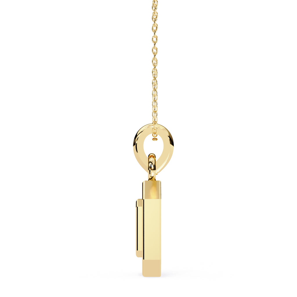 Gold emerald-shape diamond pendant
