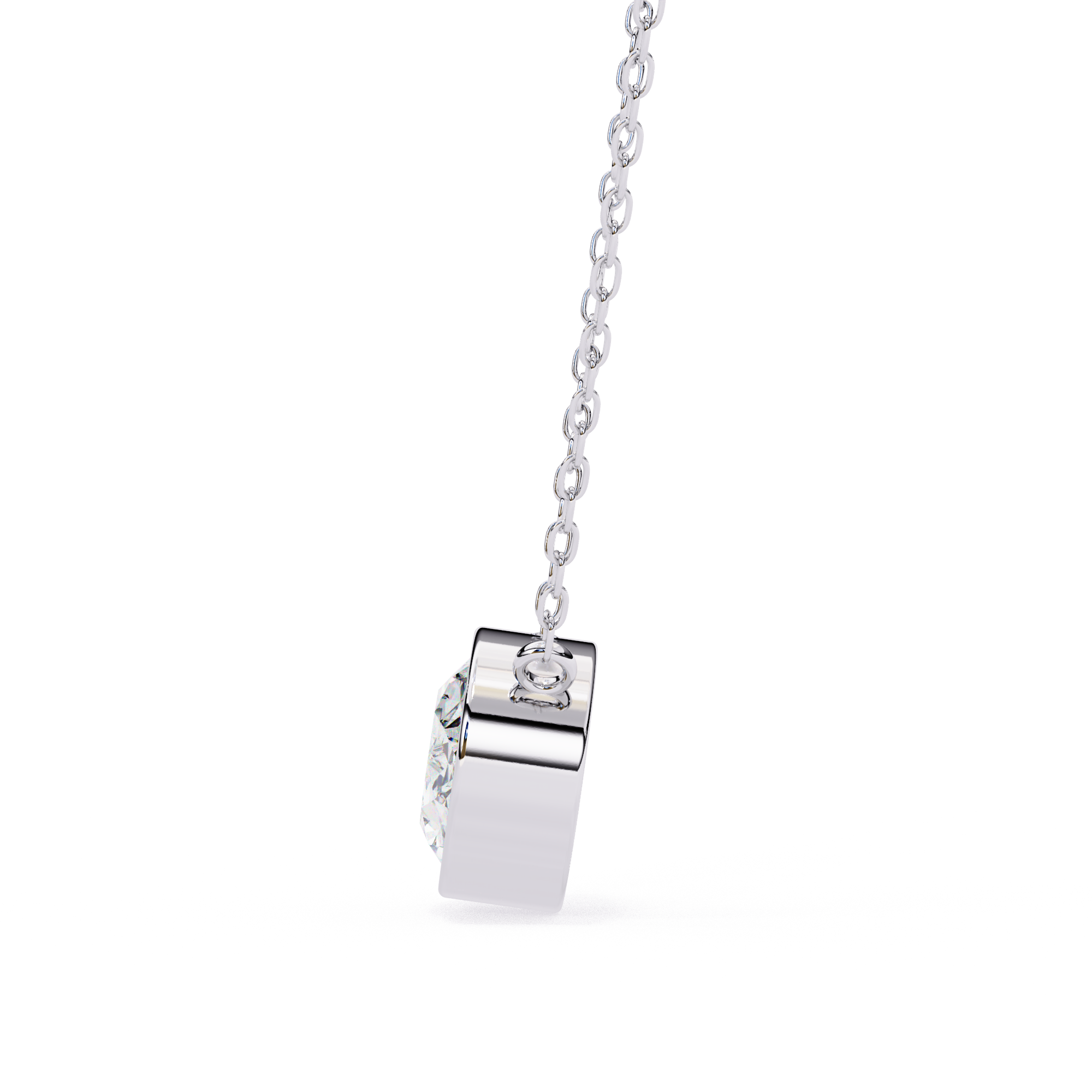 Oval-shaped diamond pendant in White Gold