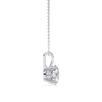 Round-cut diamond pendant with artistic prong detailing