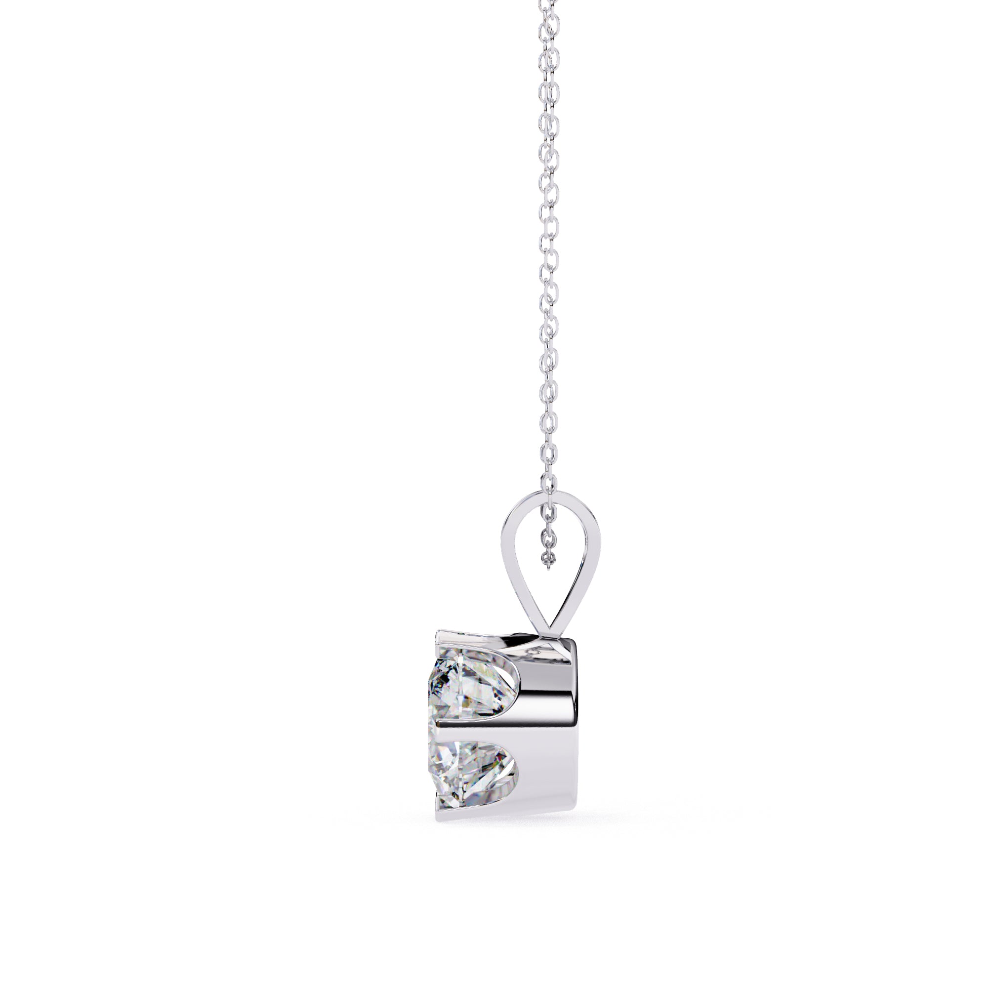 Round cut diamond pendant in White Gold