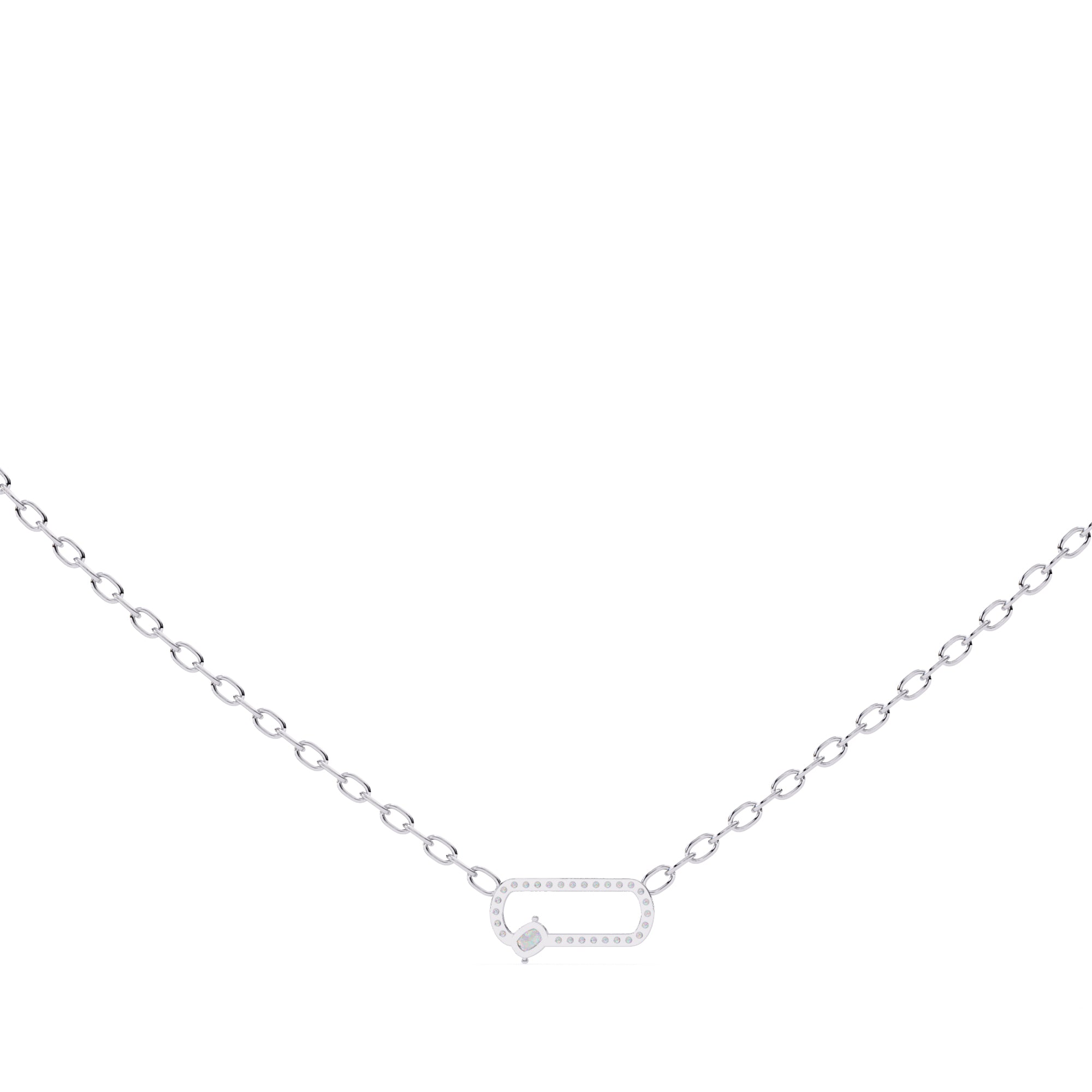 White Gold chain with geometric diamond pendant
