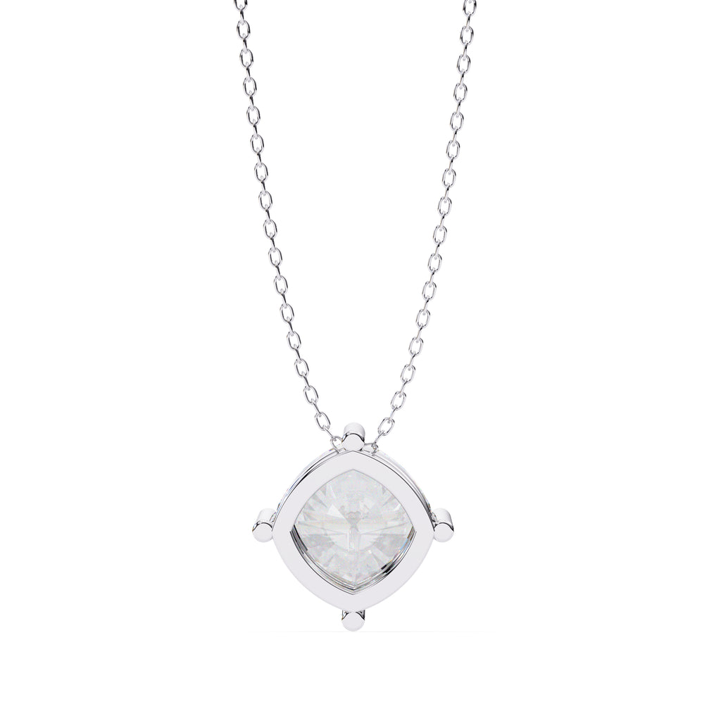 Floating round diamond pendant with white gold prong pattern