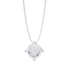 Floating round diamond pendant with white gold prong pattern