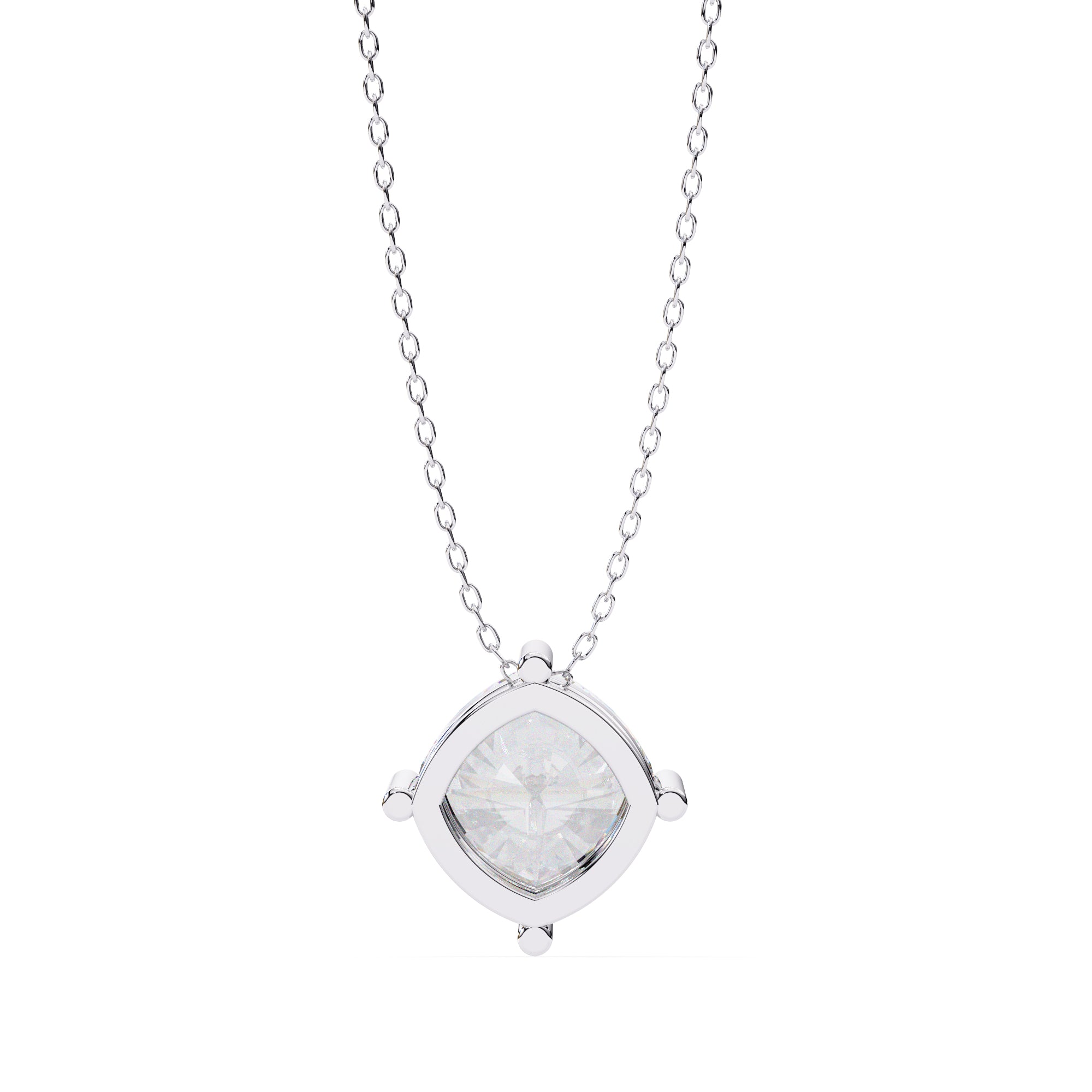 Floating round diamond pendant with white gold prong pattern