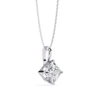 Square solitaire diamond pendant in White Gold