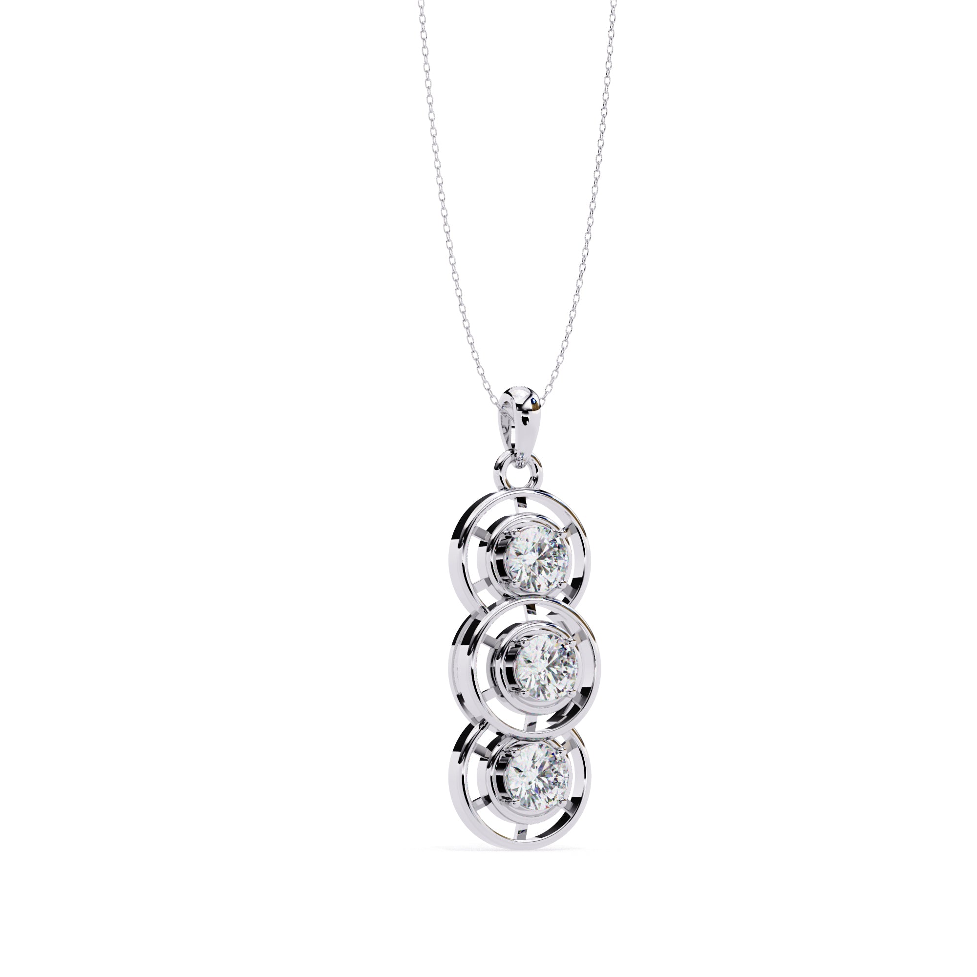 Triple circle pattern diamond pendant for gifting