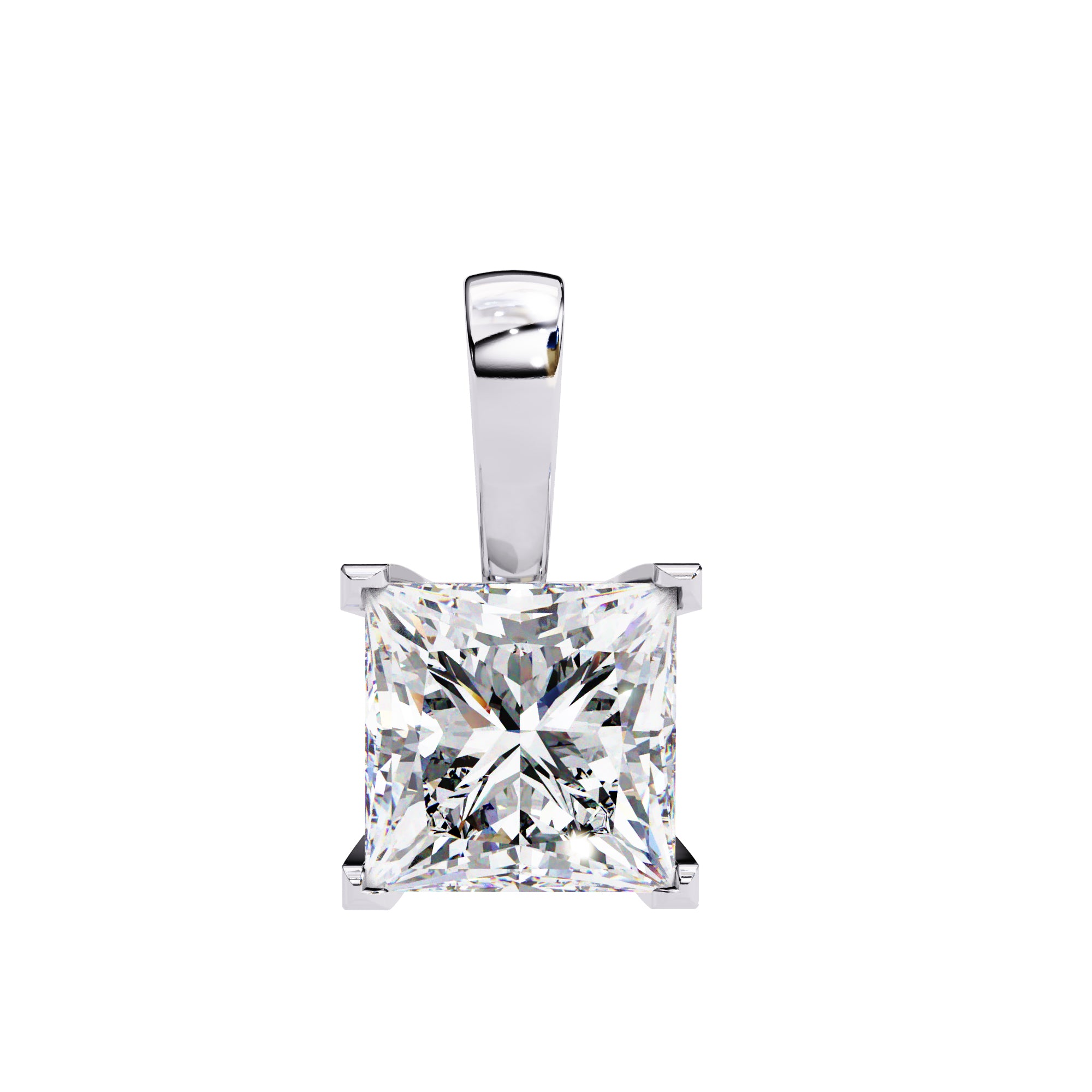 White Gold 4-Prong Setting Princess-Cut Diamond Pendant