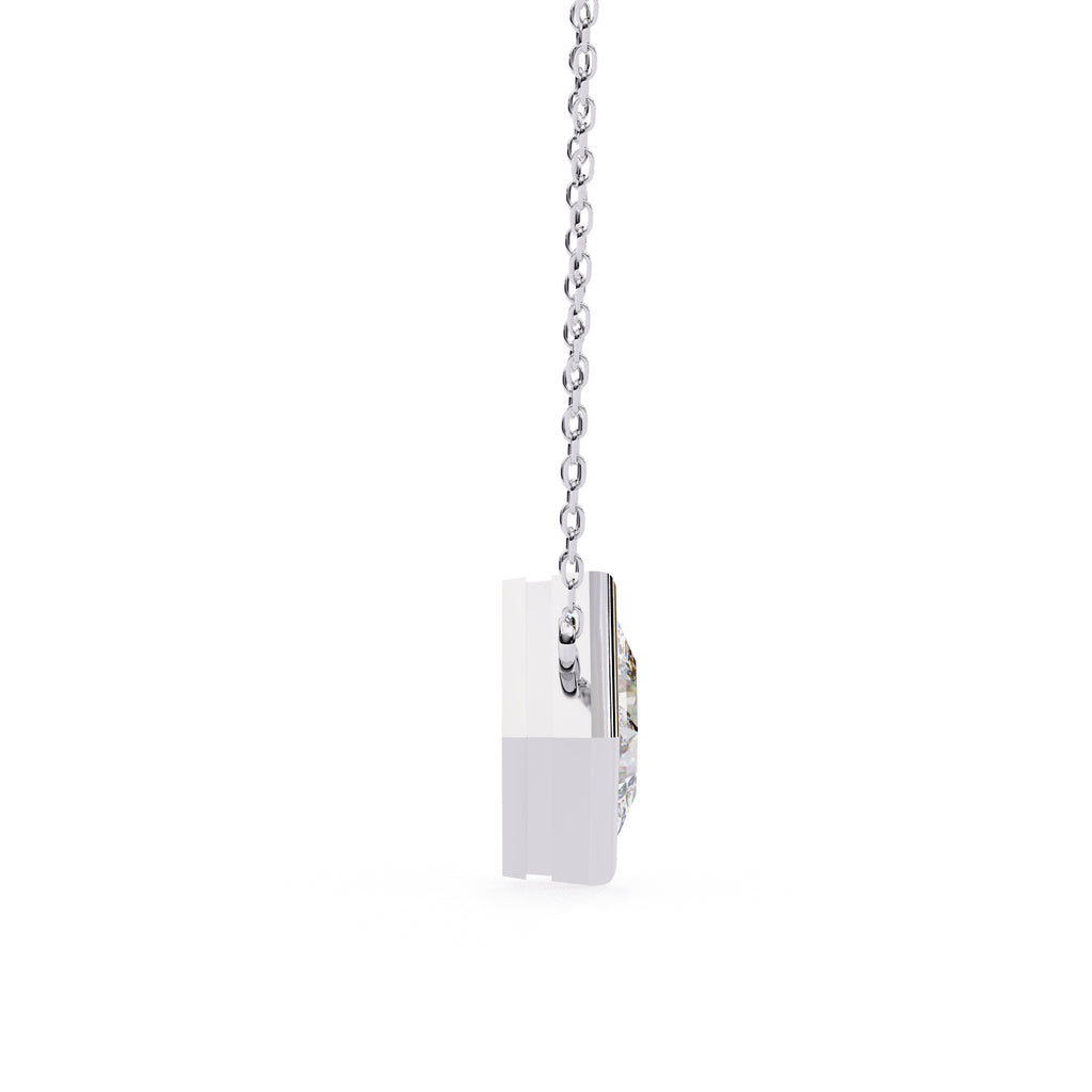 Minimal princess-cut diamond necklace with bezel frame