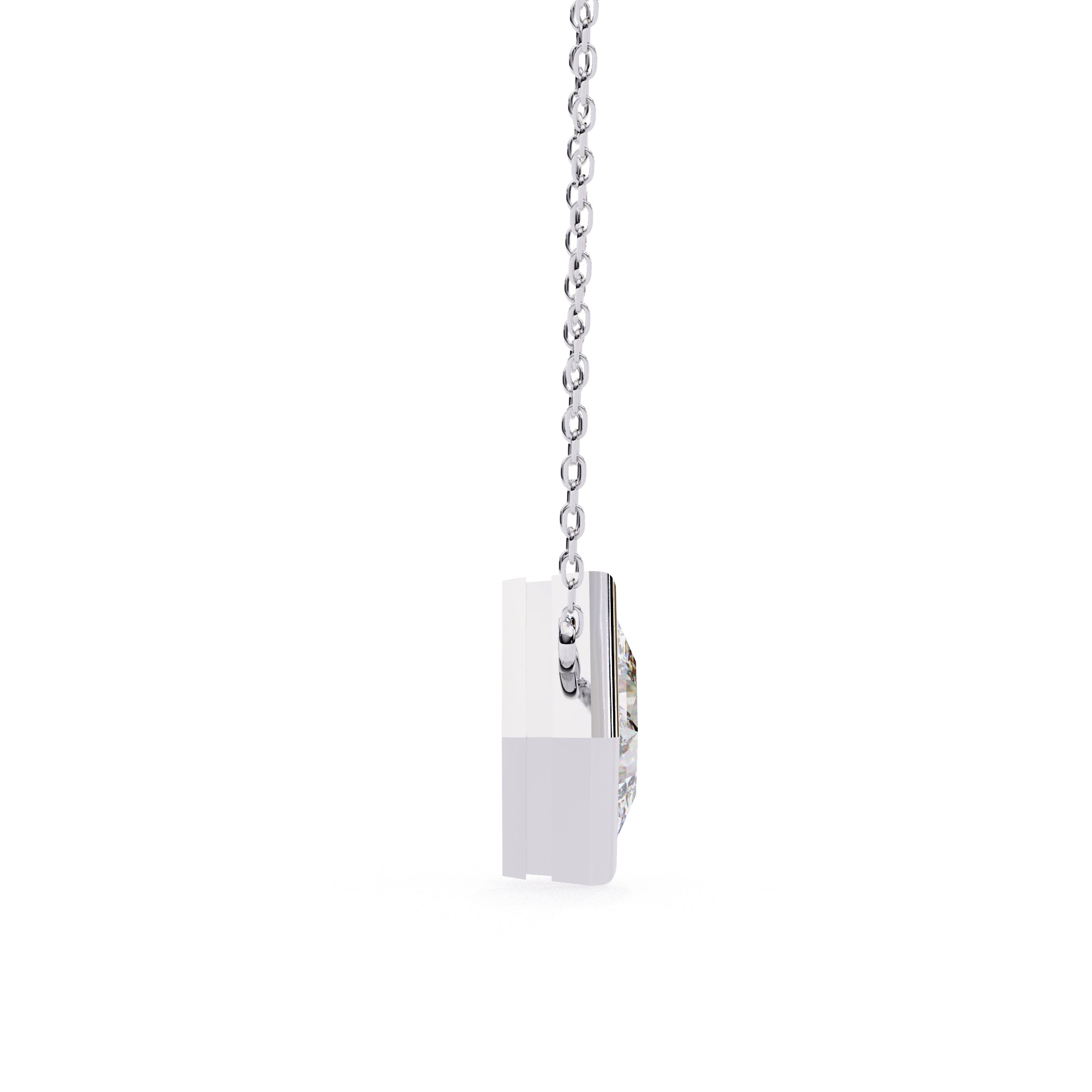 Minimal princess-cut diamond necklace with bezel frame
