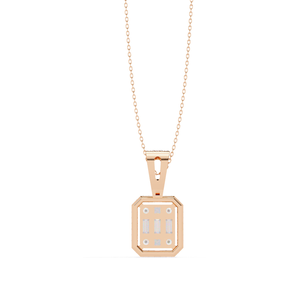 Luxury rectangular halo diamond pendant for women