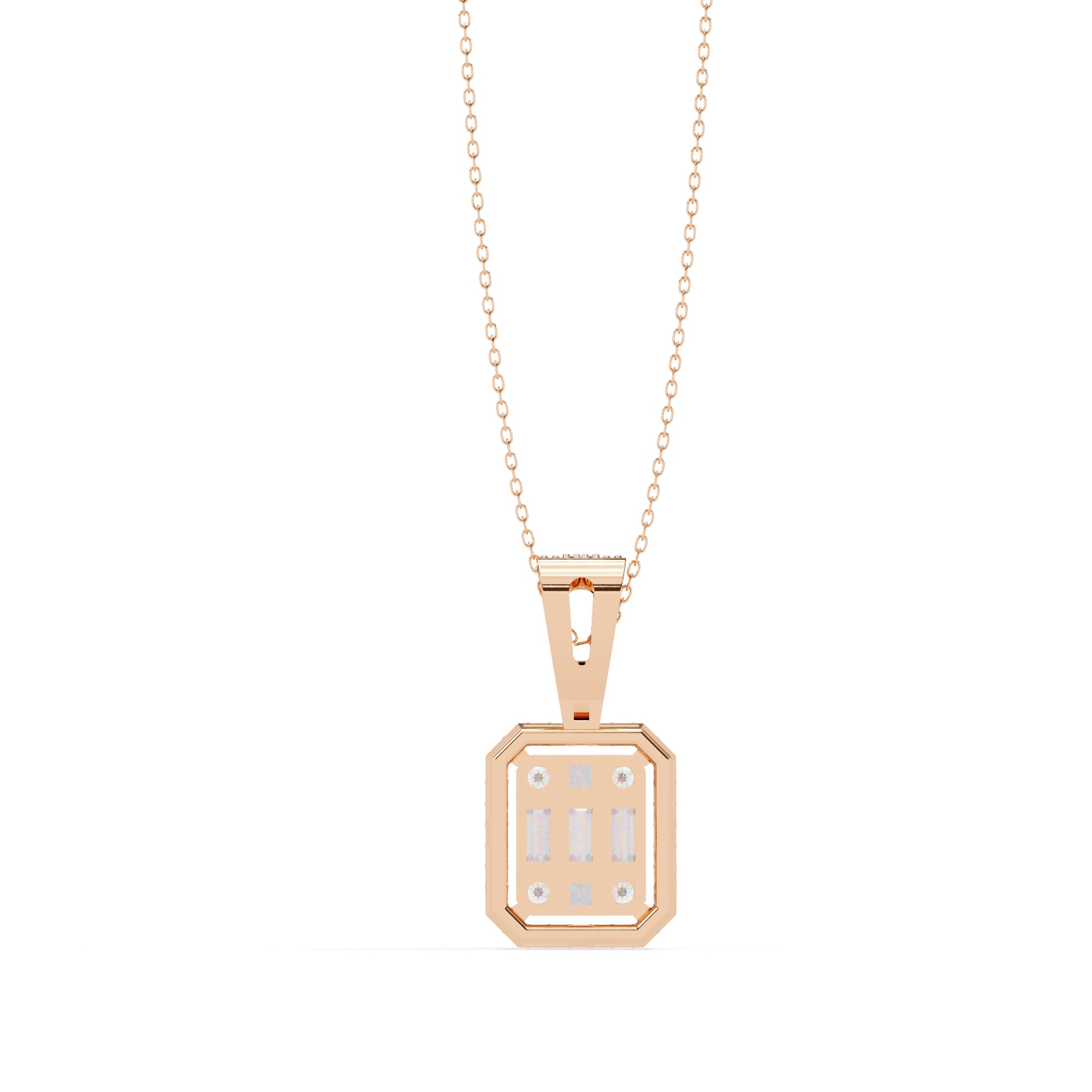 Luxury rectangular halo diamond pendant for women