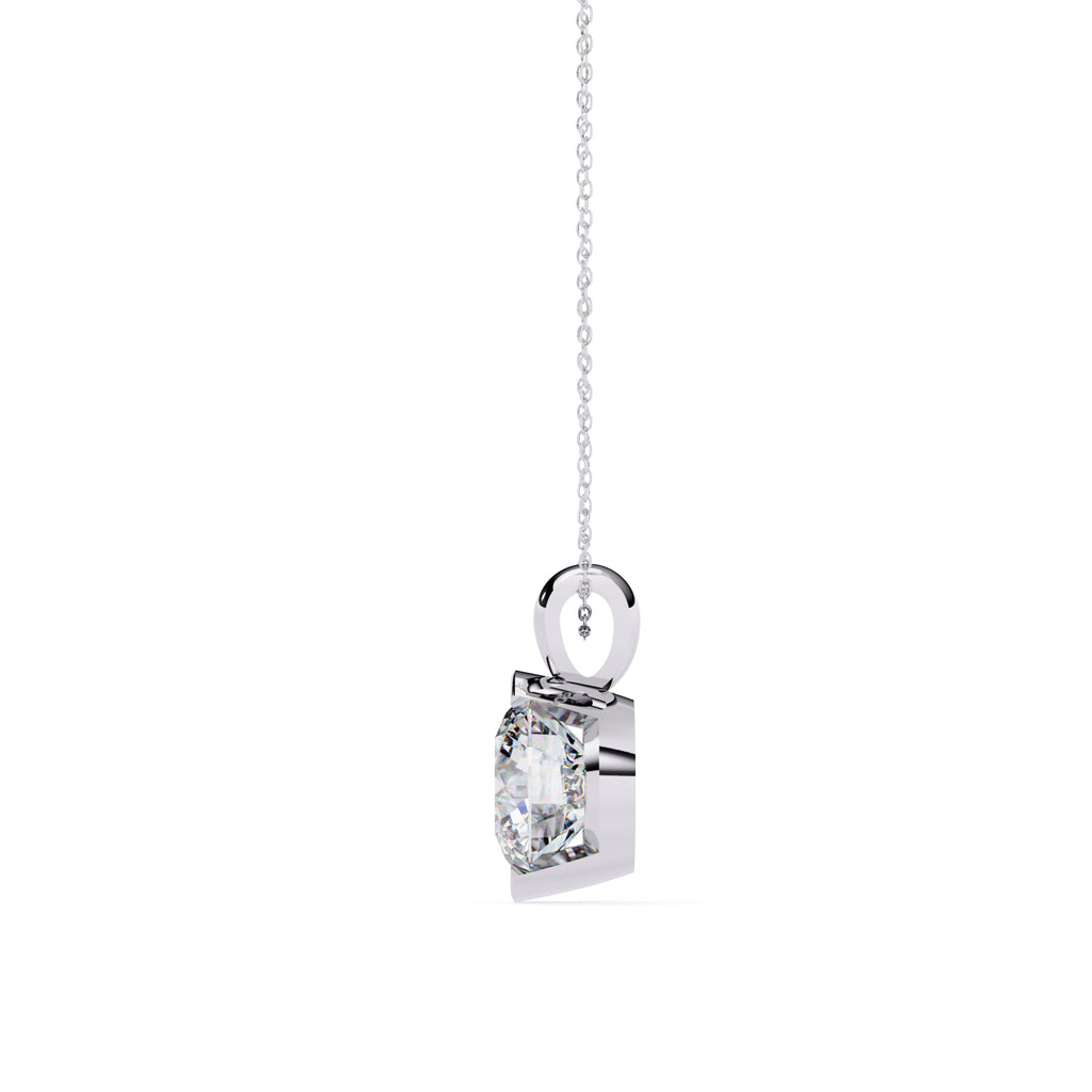 Stylish half-bezel round diamond pendant