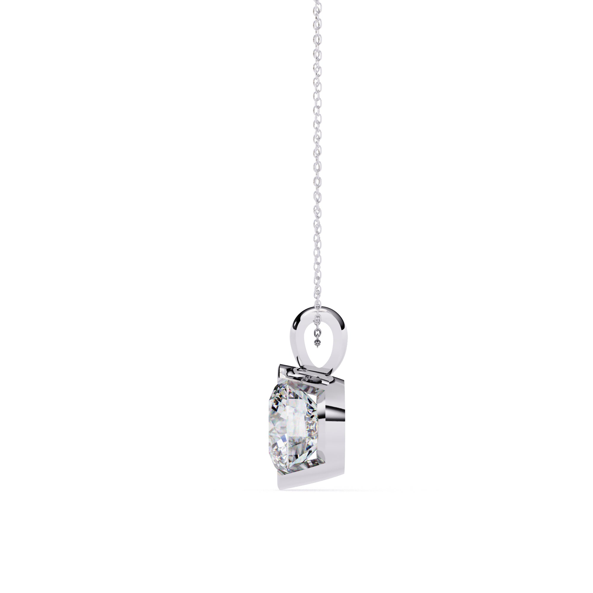 Stylish half-bezel round diamond pendant