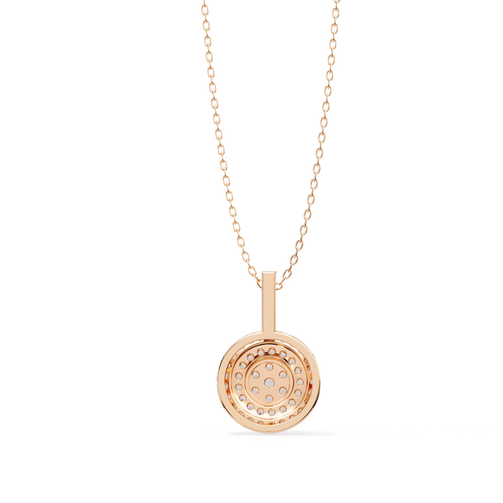 Layered circle diamond pendant in Rose Gold