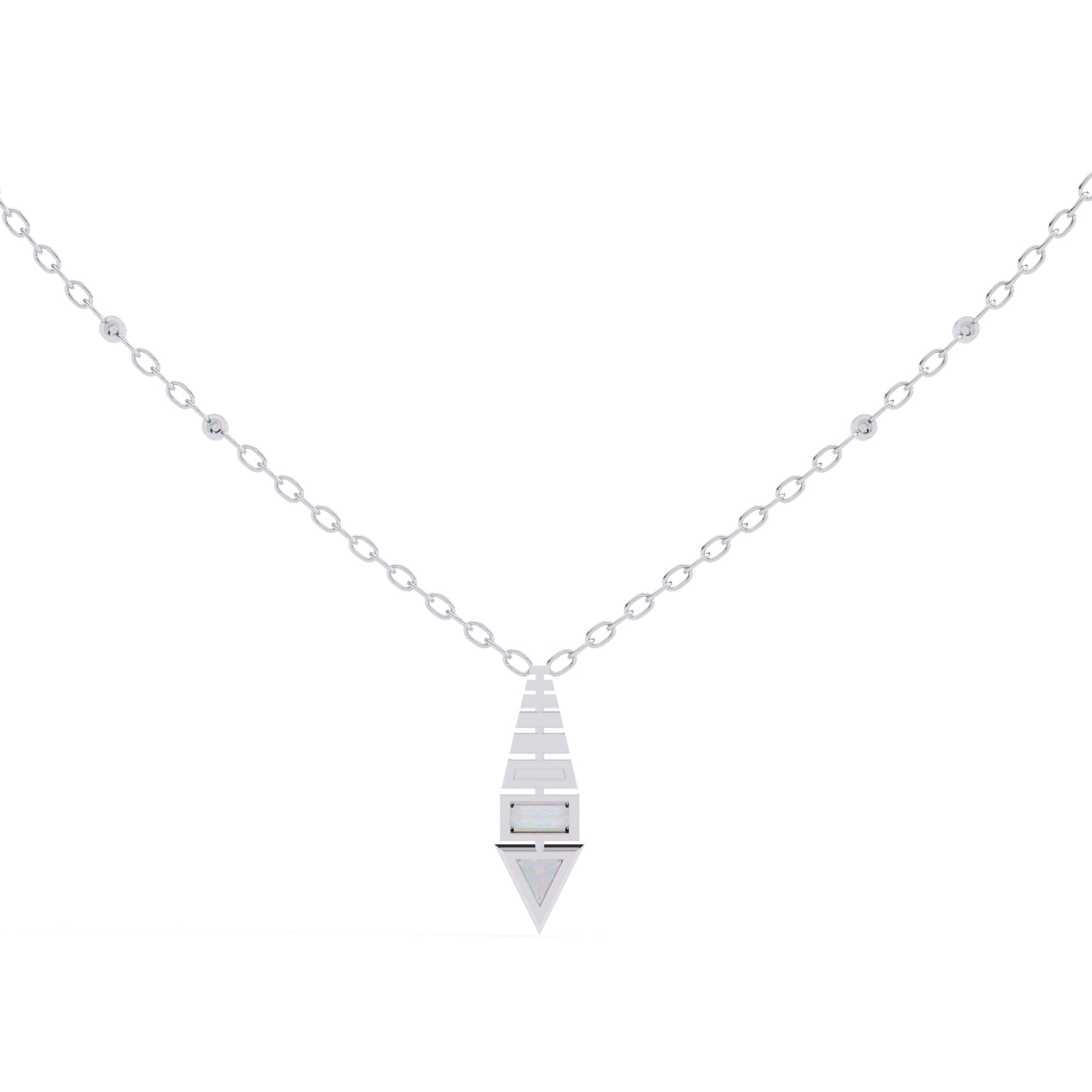 White Gold chain with geometric triangle diamond pendant