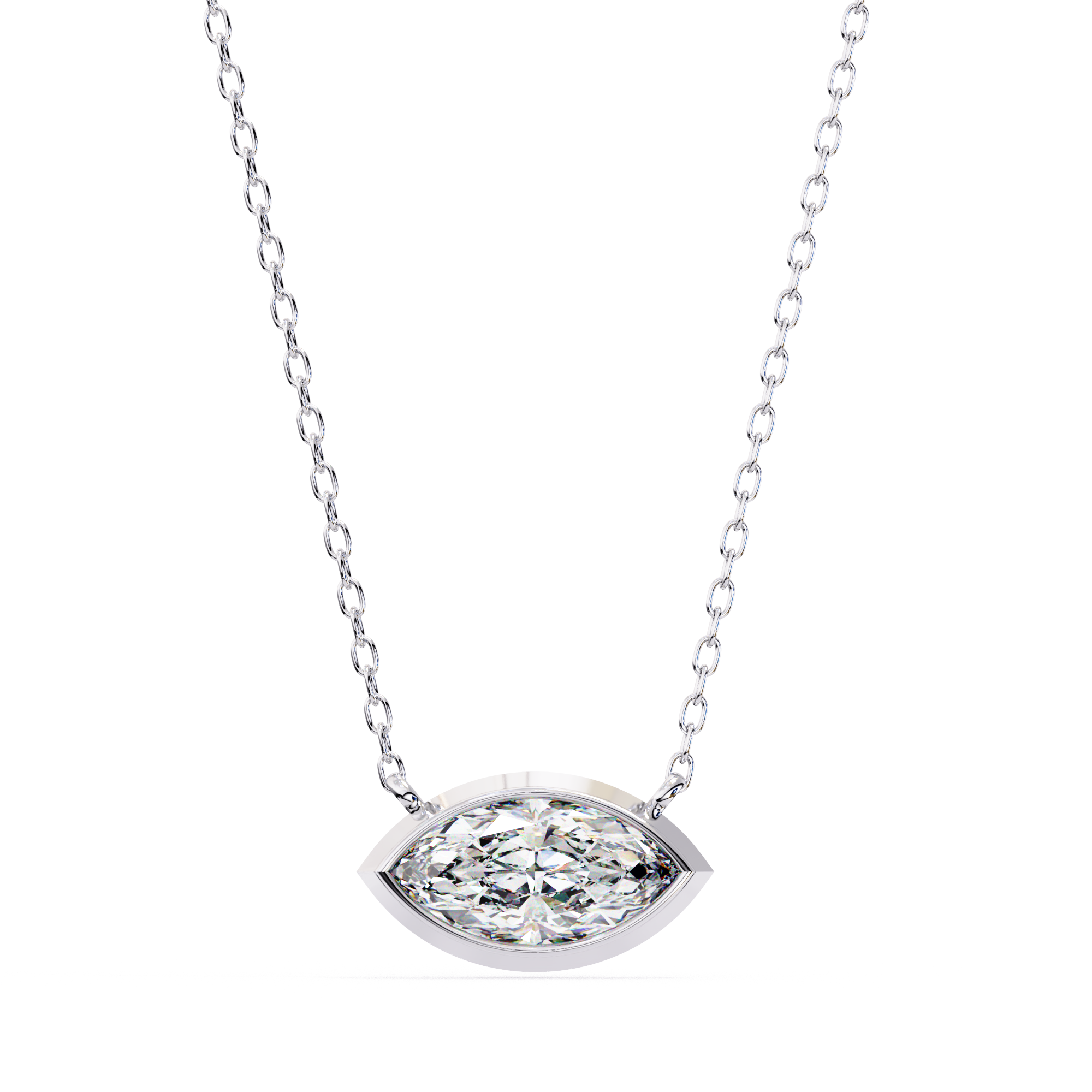 White Gold marquise diamond pendant for women