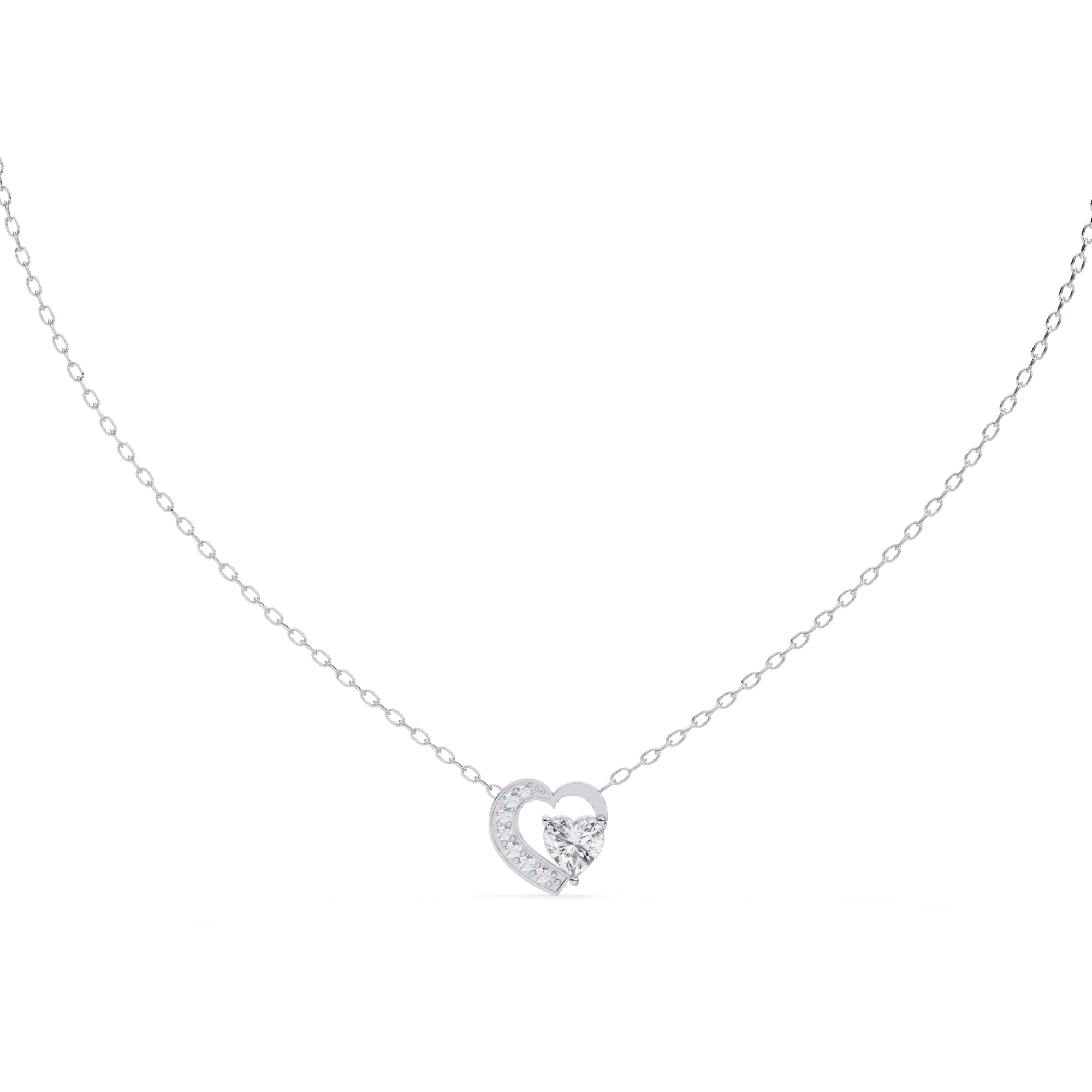 Two-heart diamond pendant in White Gold