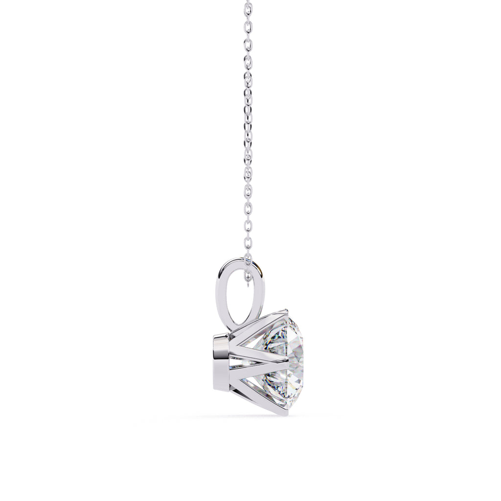 White Gold prong-set round diamond pendant