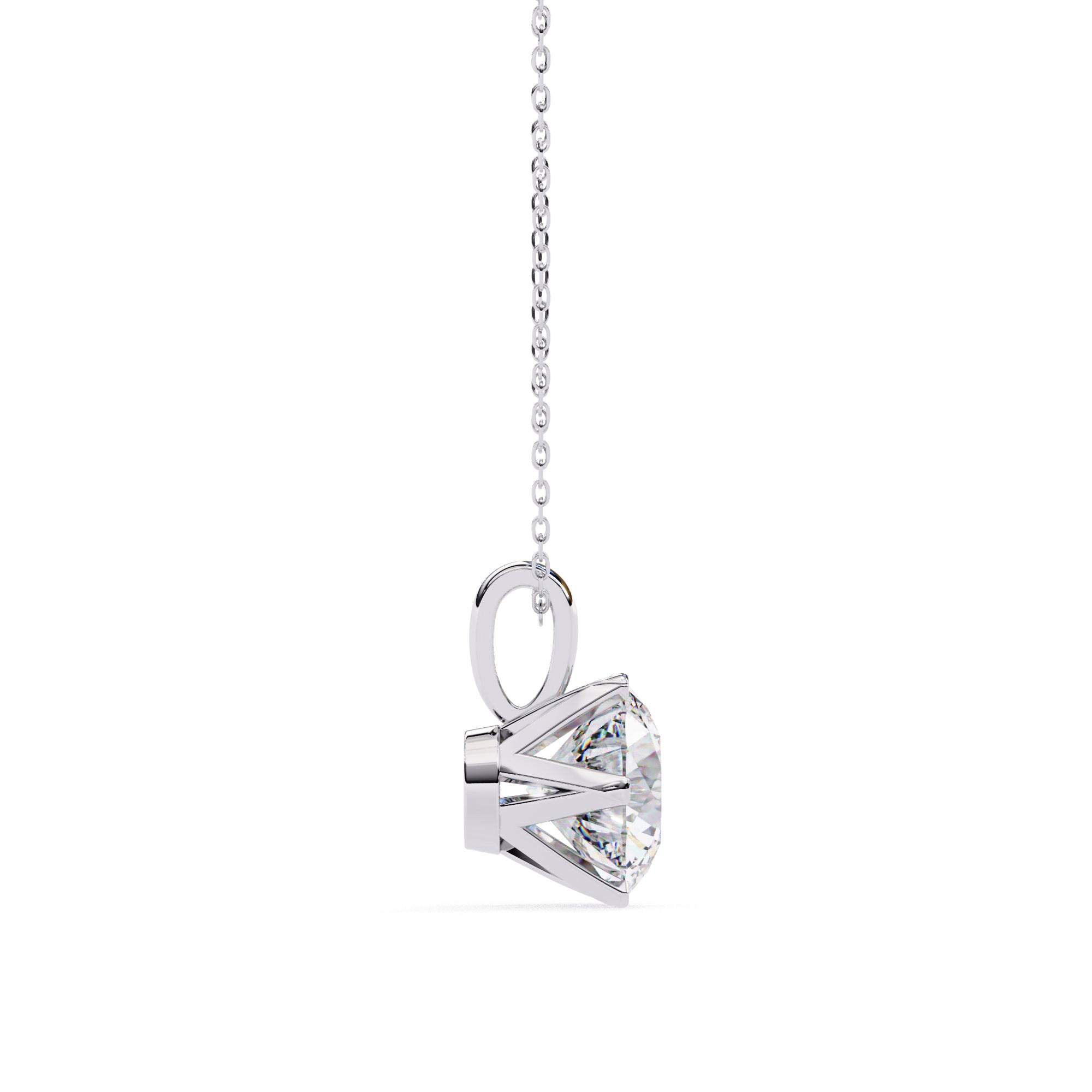 White Gold prong-set round diamond pendant