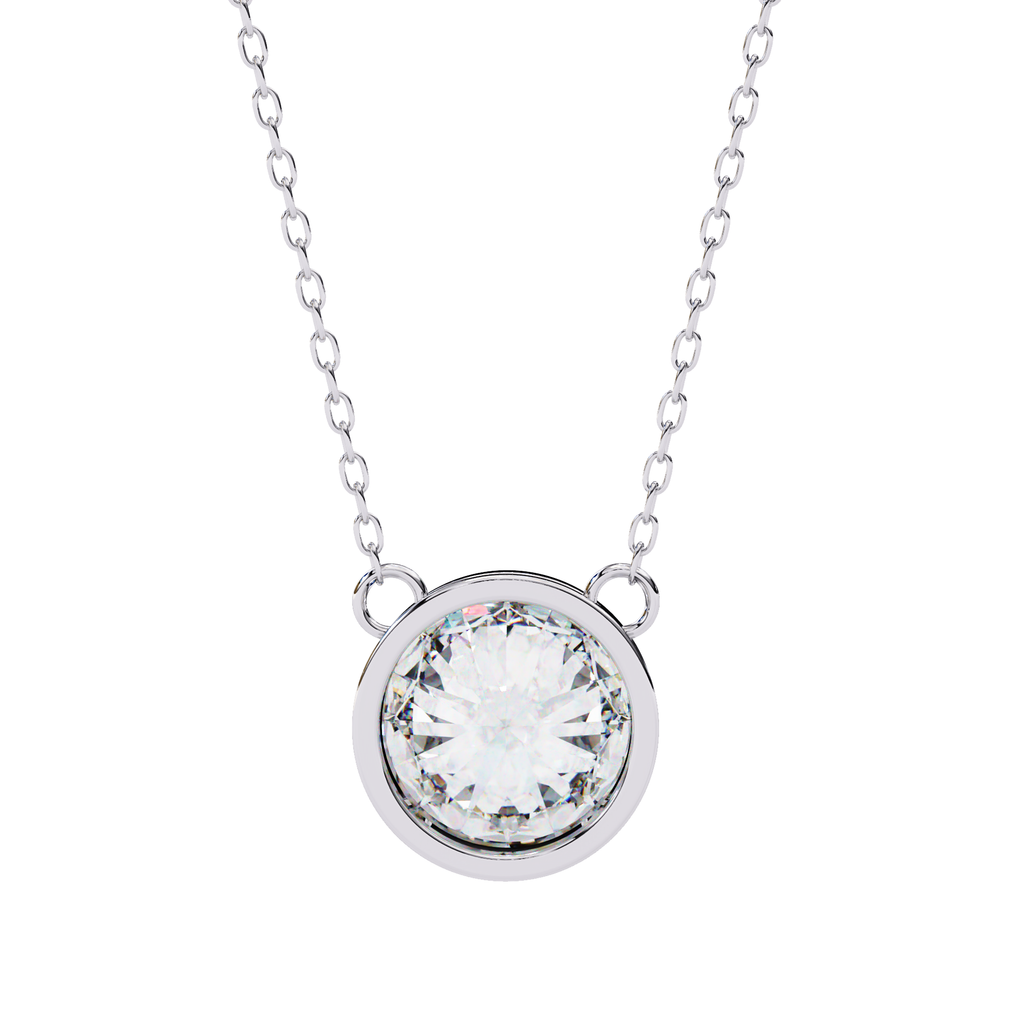 Classic round diamond pendant in White Gold