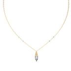 Lab grown diamond gold pendant with stepped geometric pattern