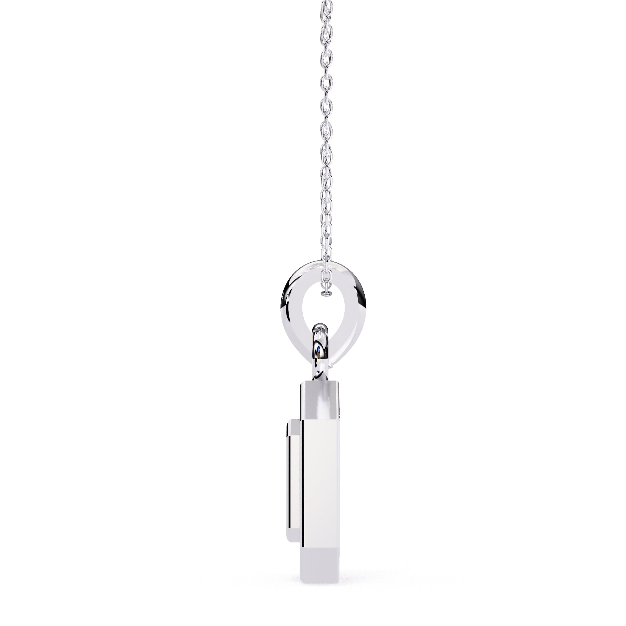 White Gold emerald-shape diamond pendant