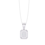 Princess-style rectangular diamond pendant with white gold chain