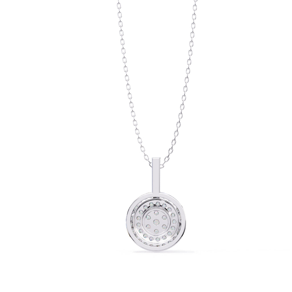Layered circle diamond pendant in White Gold